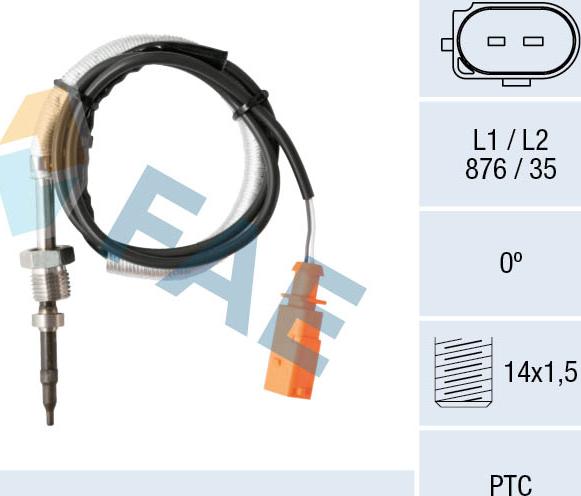 FAE 68028 - Датчик, температура вихлопних газів autocars.com.ua
