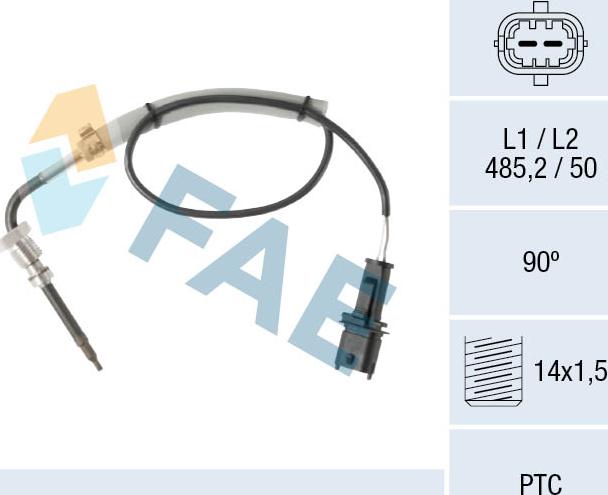 FAE 68032 - Датчик, температура вихлопних газів autocars.com.ua