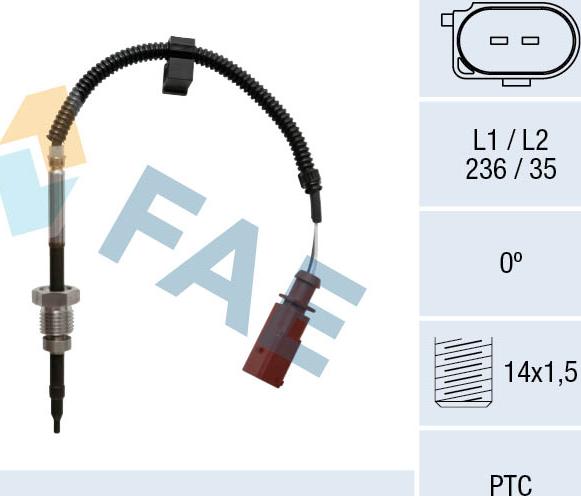 FAE 68033 - Датчик, температура вихлопних газів autocars.com.ua