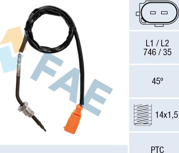 FAE 68035 - Датчик, температура вихлопних газів autocars.com.ua