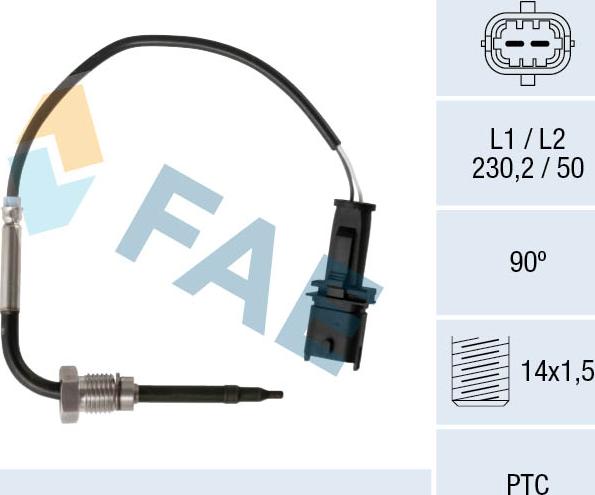 FAE 68037 - Датчик, температура вихлопних газів autocars.com.ua