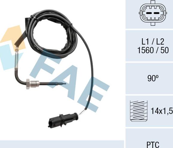 FAE 68038 - Датчик, температура вихлопних газів autocars.com.ua