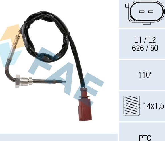 FAE 68042 - Датчик, температура вихлопних газів autocars.com.ua