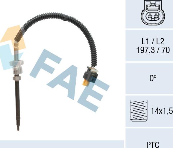 FAE 68043 - Датчик, температура вихлопних газів autocars.com.ua