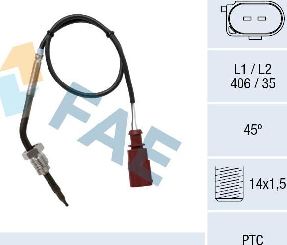 FAE 68049 - Датчик, температура выхлопных газов avtokuzovplus.com.ua