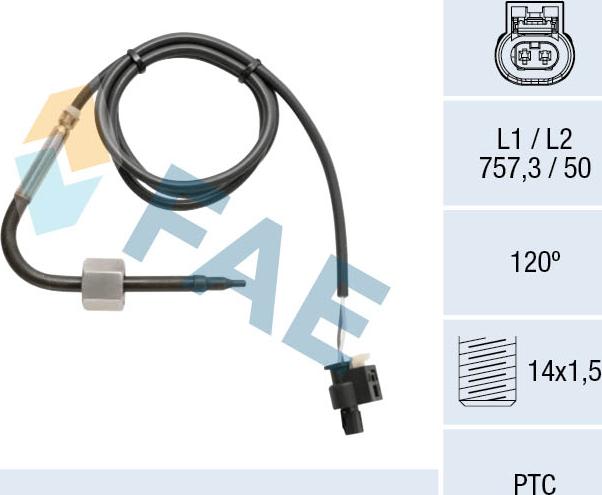 FAE 68050 - Датчик, температура вихлопних газів autocars.com.ua