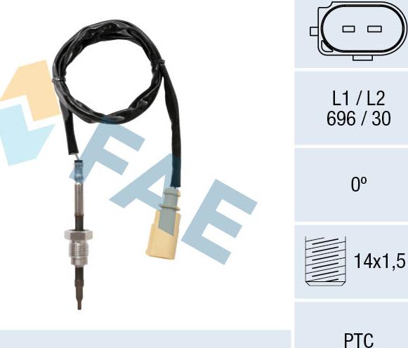 FAE 68059 - Датчик, температура выхлопных газов avtokuzovplus.com.ua