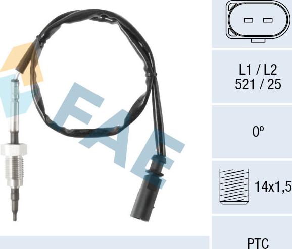 FAE 68070 - Датчик, температура выхлопных газов autodnr.net