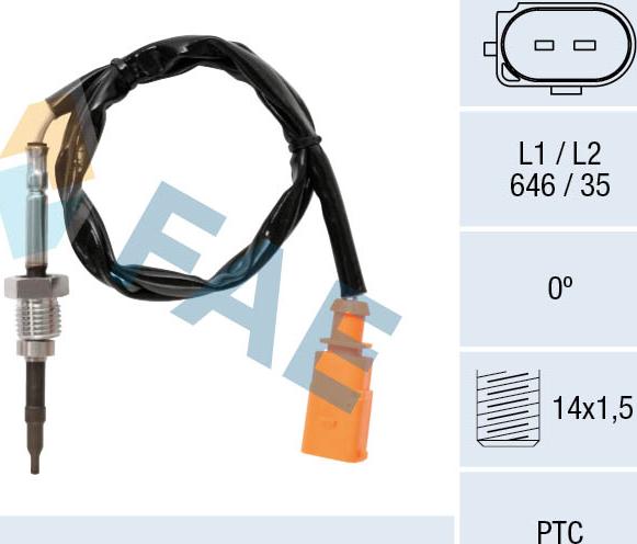 FAE 68076 - Датчик, температура выхлопных газов autodnr.net