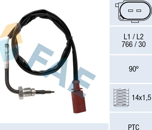 FAE 68078 - Датчик, температура выхлопных газов avtokuzovplus.com.ua