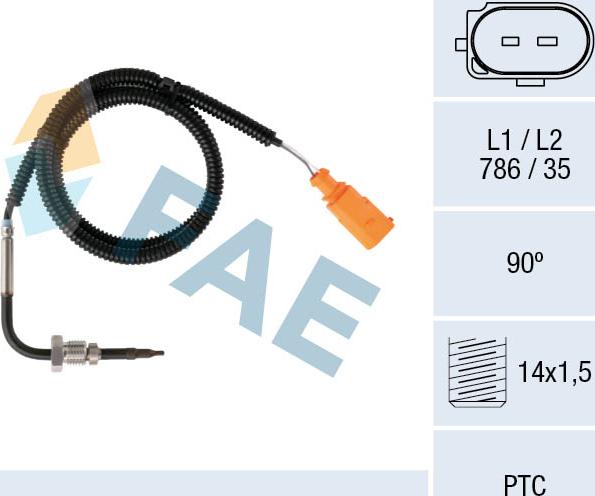 FAE 68079 - Датчик, температура вихлопних газів autocars.com.ua