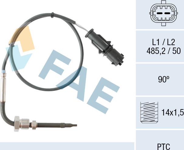 FAE 68080 - Датчик, температура вихлопних газів autocars.com.ua