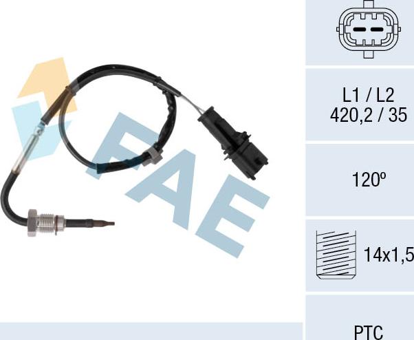 FAE 68082 - Датчик, температура вихлопних газів autocars.com.ua