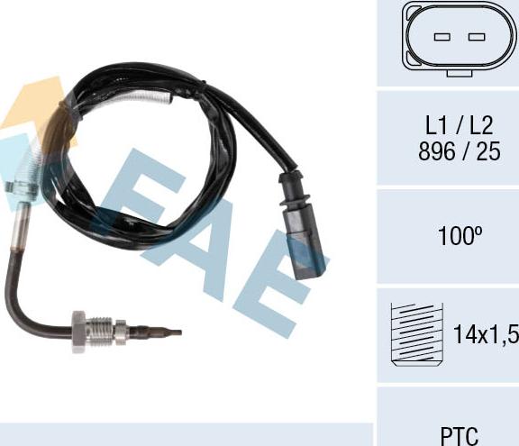 FAE 68093 - Датчик, температура выхлопных газов autodnr.net