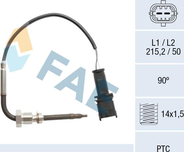 FAE 68107 - Датчик, температура вихлопних газів autocars.com.ua