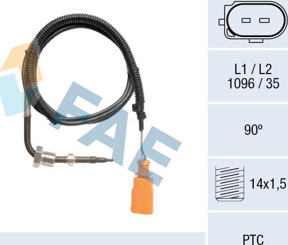 FAE 68117 - Датчик, температура выхлопных газов autodnr.net