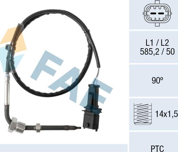 FAE 68136 - Датчик, температура вихлопних газів autocars.com.ua