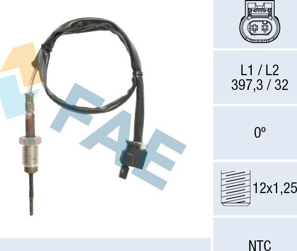 FAE 68607 - Датчик, температура выхлопных газов avtokuzovplus.com.ua