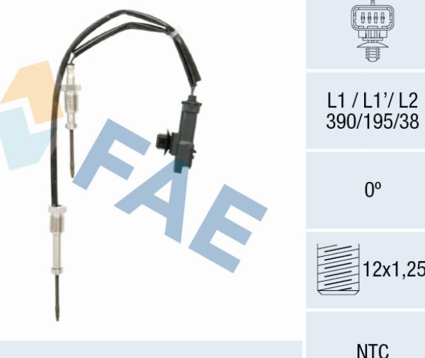 FAE 68611 - Датчик, температура вихлопних газів autocars.com.ua