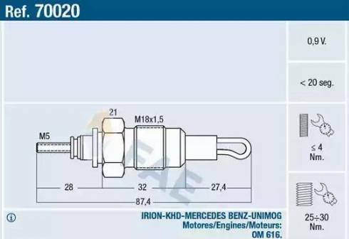 FAE 70020 - Свеча накаливания autodnr.net