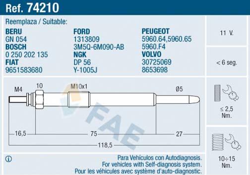 FAE 74210 - Свеча накаливания autodnr.net