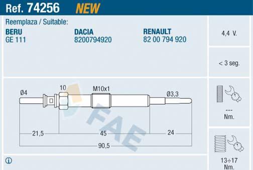 FAE 74256 - Свеча накаливания autodnr.net