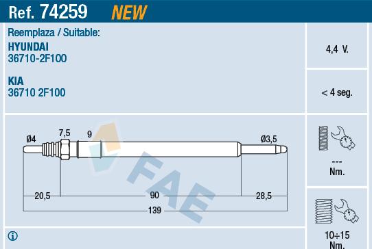 FAE 74259 - Свеча накаливания autodnr.net
