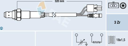 FAE 77378 - Лямбда-зонд autocars.com.ua