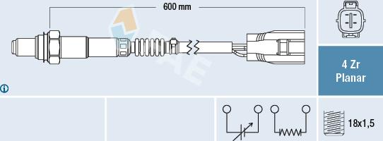 FAE 77496 - Лямбда-зонд autocars.com.ua