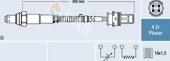 FAE 77632 - Лямбда-зонд autocars.com.ua