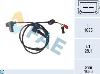 FAE 78100 - Датчик ABS, частота обертання колеса autocars.com.ua