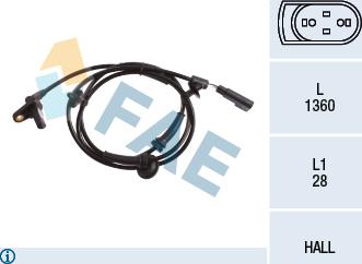 FAE 78216 - Датчик ABS, частота вращения колеса autodnr.net