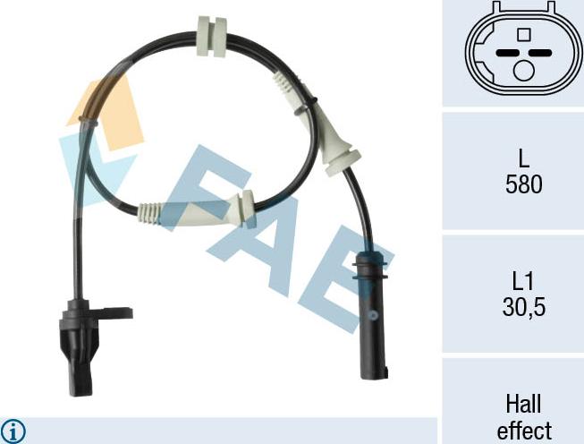 FAE 78523 - Датчик ABS, частота вращения колеса avtokuzovplus.com.ua