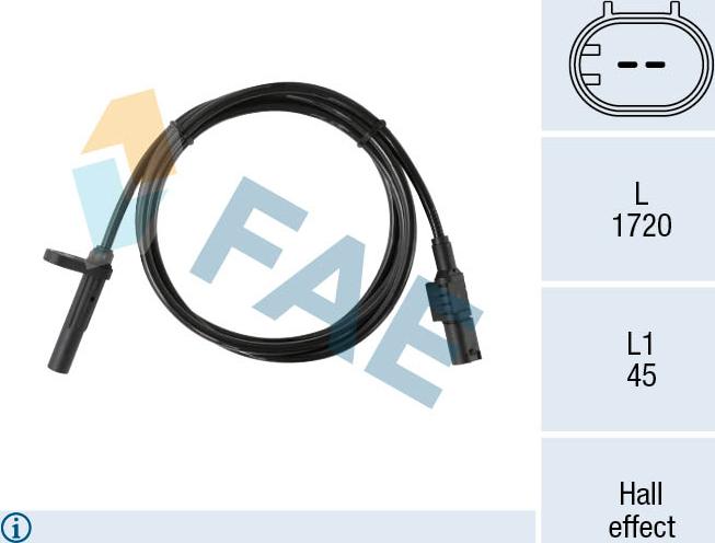 FAE 78543 - Датчик ABS, частота обертання колеса autocars.com.ua