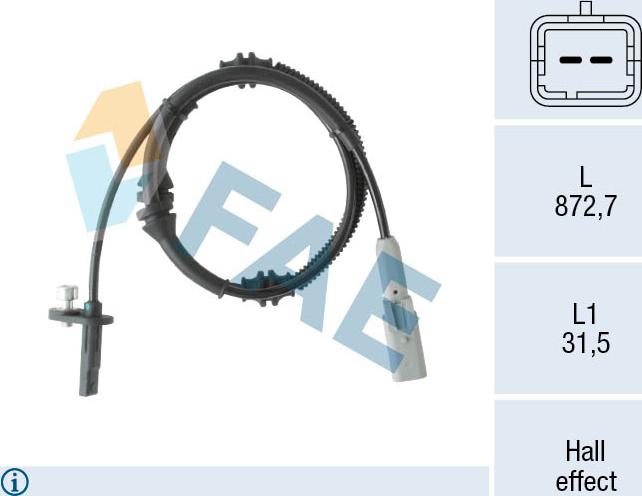 FAE 78552 - Датчик ABS, частота обертання колеса autocars.com.ua