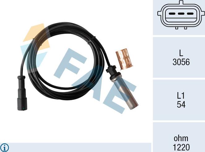 FAE 78560 - Датчик ABS, частота обертання колеса autocars.com.ua
