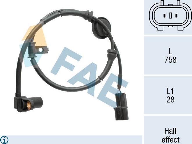 FAE 78576 - Датчик ABS, частота вращения колеса avtokuzovplus.com.ua