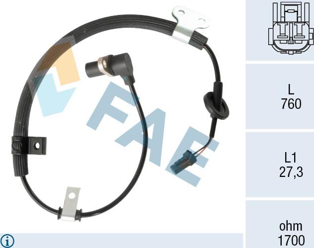 FAE 78582 - Датчик ABS, частота обертання колеса autocars.com.ua