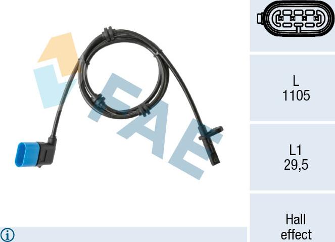 FAE 78591 - Датчик ABS, частота обертання колеса autocars.com.ua