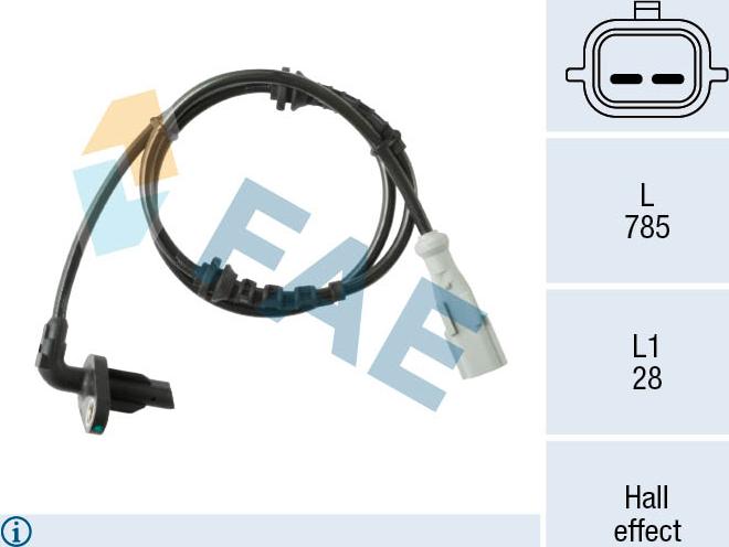 FAE 78592 - Датчик ABS, частота обертання колеса autocars.com.ua