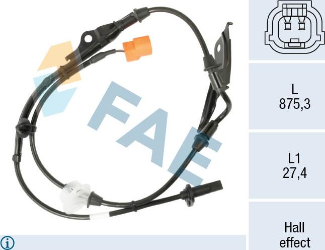 FAE 78602 - Датчик ABS, частота обертання колеса autocars.com.ua