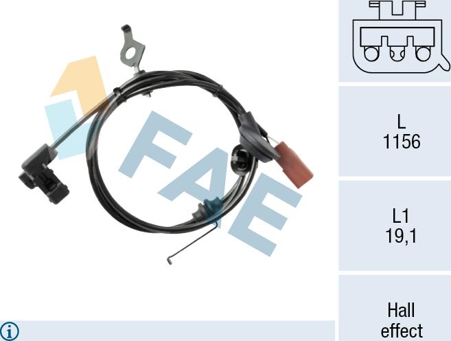 FAE 78638 - Датчик ABS, частота обертання колеса autocars.com.ua