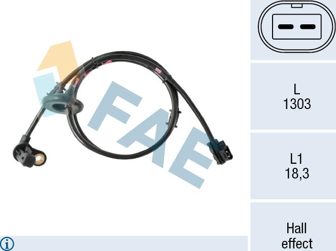 FAE 78642 - Датчик ABS, частота обертання колеса autocars.com.ua