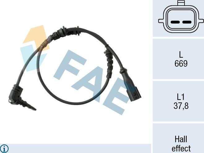 FAE 78674 - Датчик ABS, частота вращения колеса avtokuzovplus.com.ua