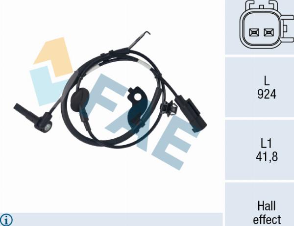 FAE 78736 - Датчик ABS, частота обертання колеса autocars.com.ua