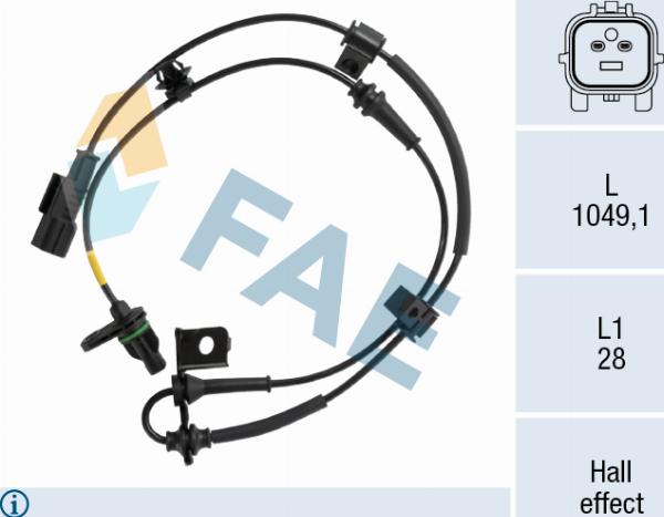 FAE 78758 - Датчик ABS, частота обертання колеса autocars.com.ua