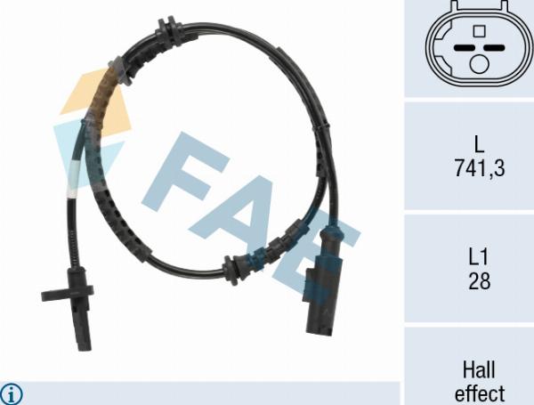 FAE 78768 - Датчик ABS, частота обертання колеса autocars.com.ua