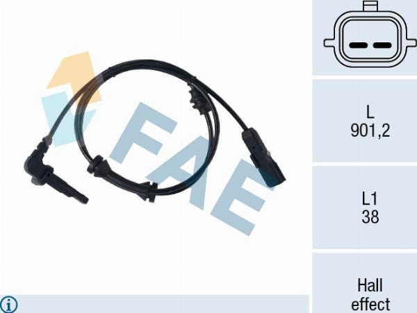 FAE 78772 - Датчик ABS, частота обертання колеса autocars.com.ua