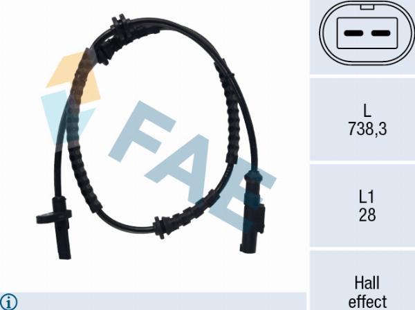 FAE 78773 - Датчик ABS, частота обертання колеса autocars.com.ua