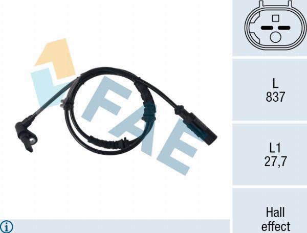 FAE 78779 - Датчик ABS, частота обертання колеса autocars.com.ua